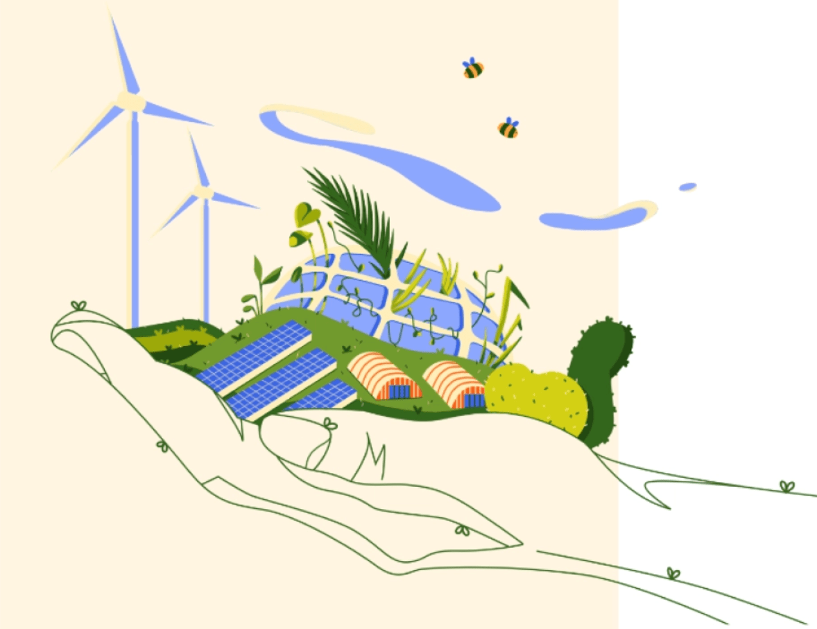 Hand lineart for green tech